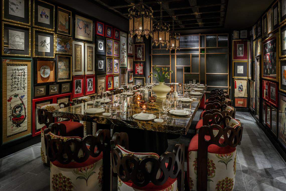 The private Kyoto Room at Japón at The Setai, which seats up to 14 diners and has its own private bar and entrance.