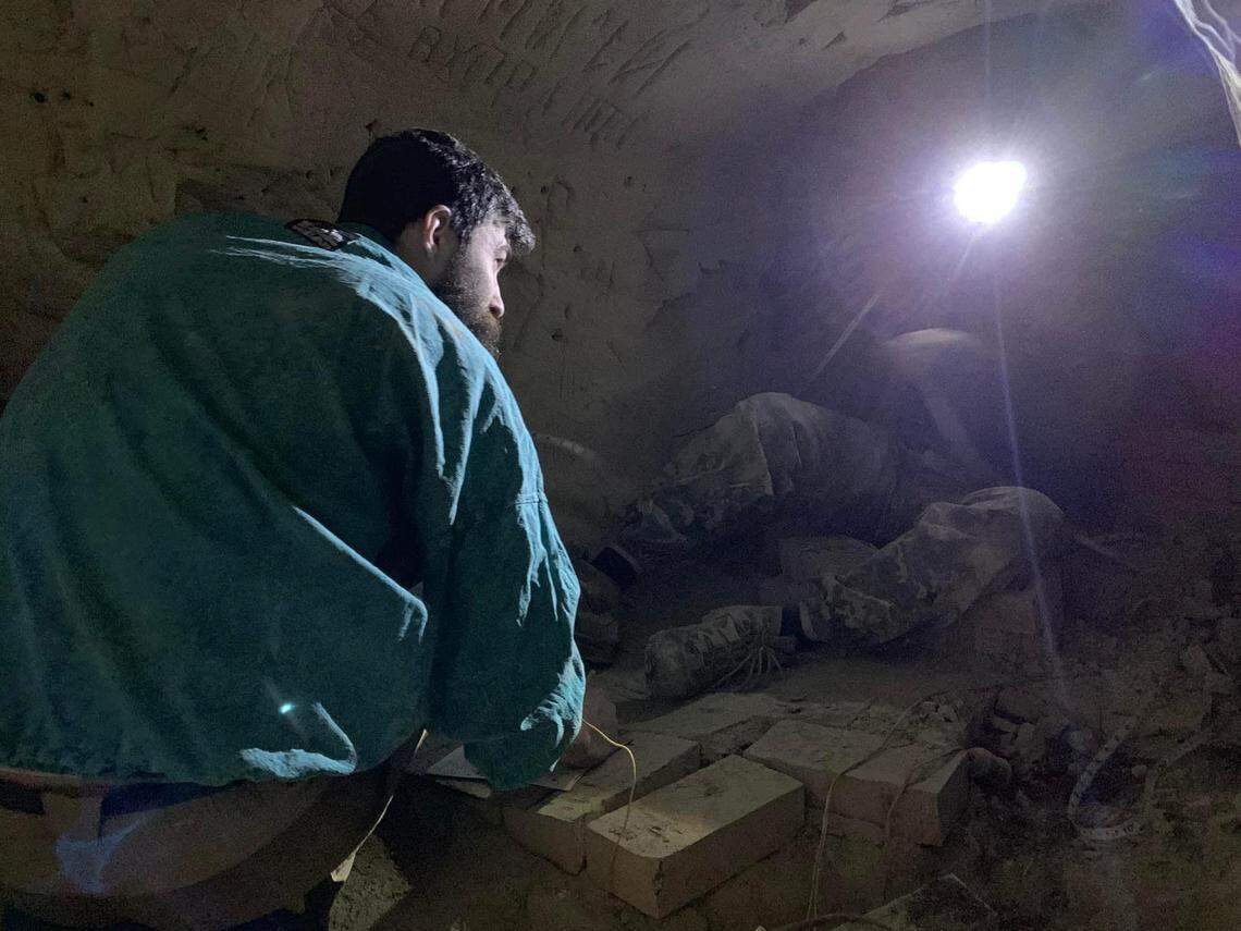 A team explores the cave complex.