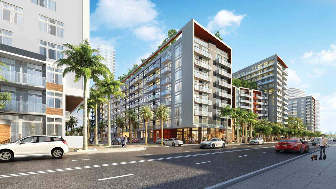 A rendering of the nearly complete AMLI Midtown project at 3000 NE Second Ave.