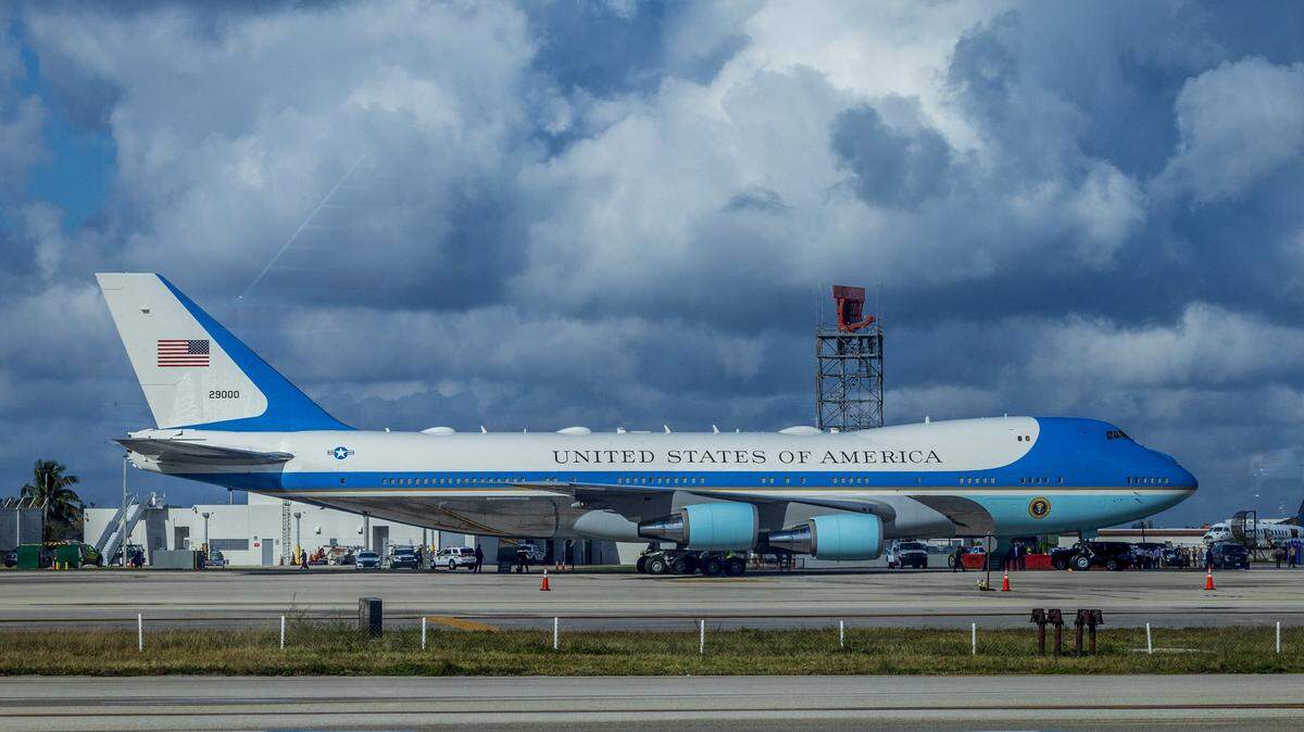 View of the Air Force One at Miami International Airport after the arrival of President Donald J. Trump, for a visit to Miami, on Wednesday, February 19, 2025. 