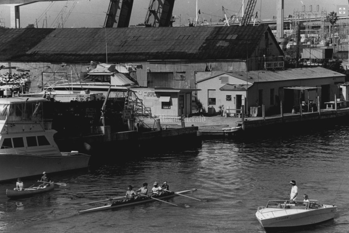 View of the Miami River from Brickell Avenue drawbridge - 1985