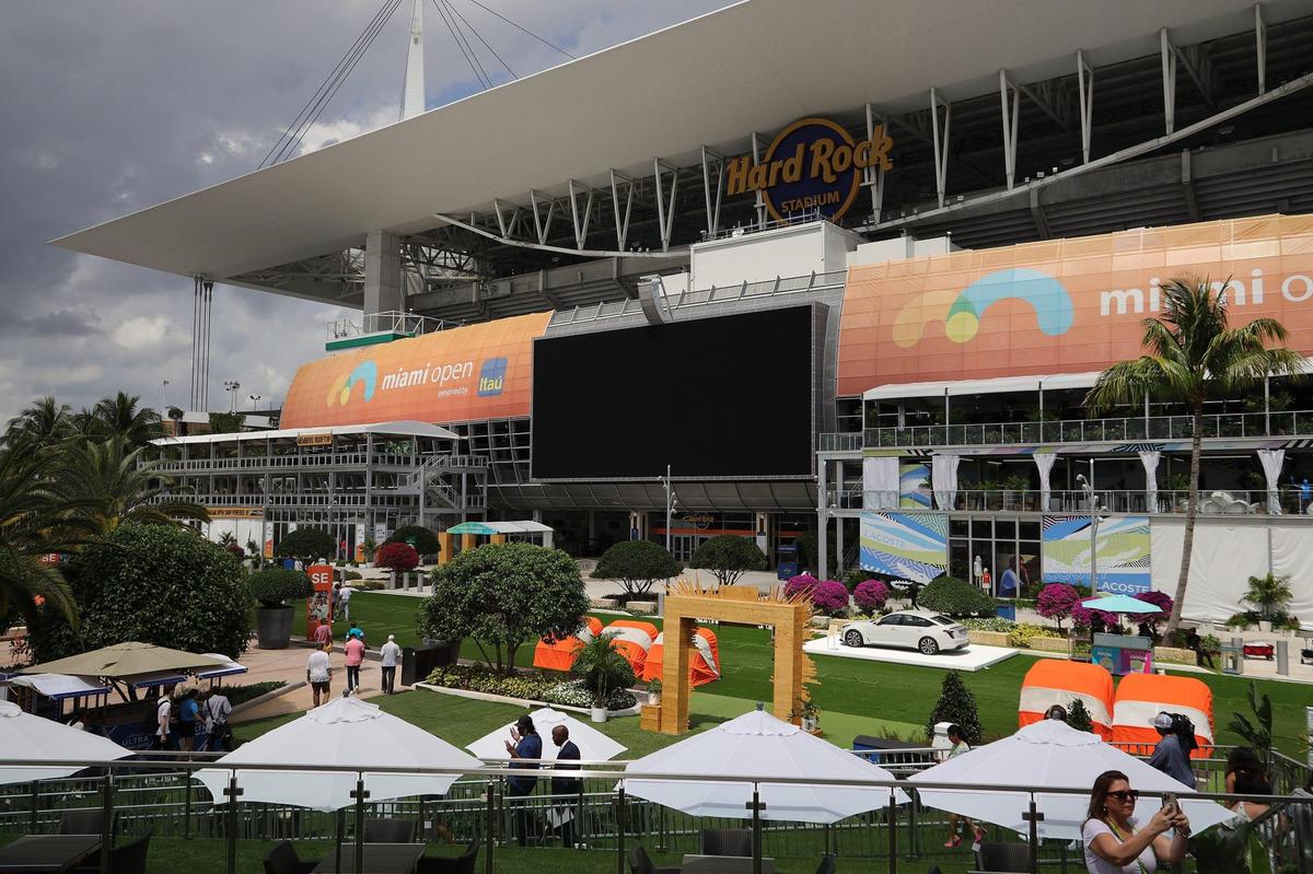 Members of the media take a tour of the Miami Open site. The 2022 Miami Open presented by Itaú revealed the elements fans can expect to enjoy as the tournament prepares to welcome back fans from all over the world at Hard Rock Stadium on Sunday, March 20, 2022.
