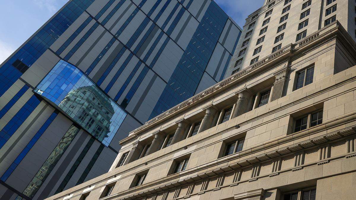The reflection of the historic Dade County Courthouse is viewed on the glass windows of the new Osvaldo N. Soto Miami-Dade Justice Center, which replaced it on Wednesday, January 14, 2026, in Miami, Florida. The Dade County Courthouse is significant as an excellent example of Neo-Classical architecture. The detailing of the remaining historic interior spaces and features continue to reflect this distinctive style and contributes to a more complete understanding of the historic character of the Courthouse.