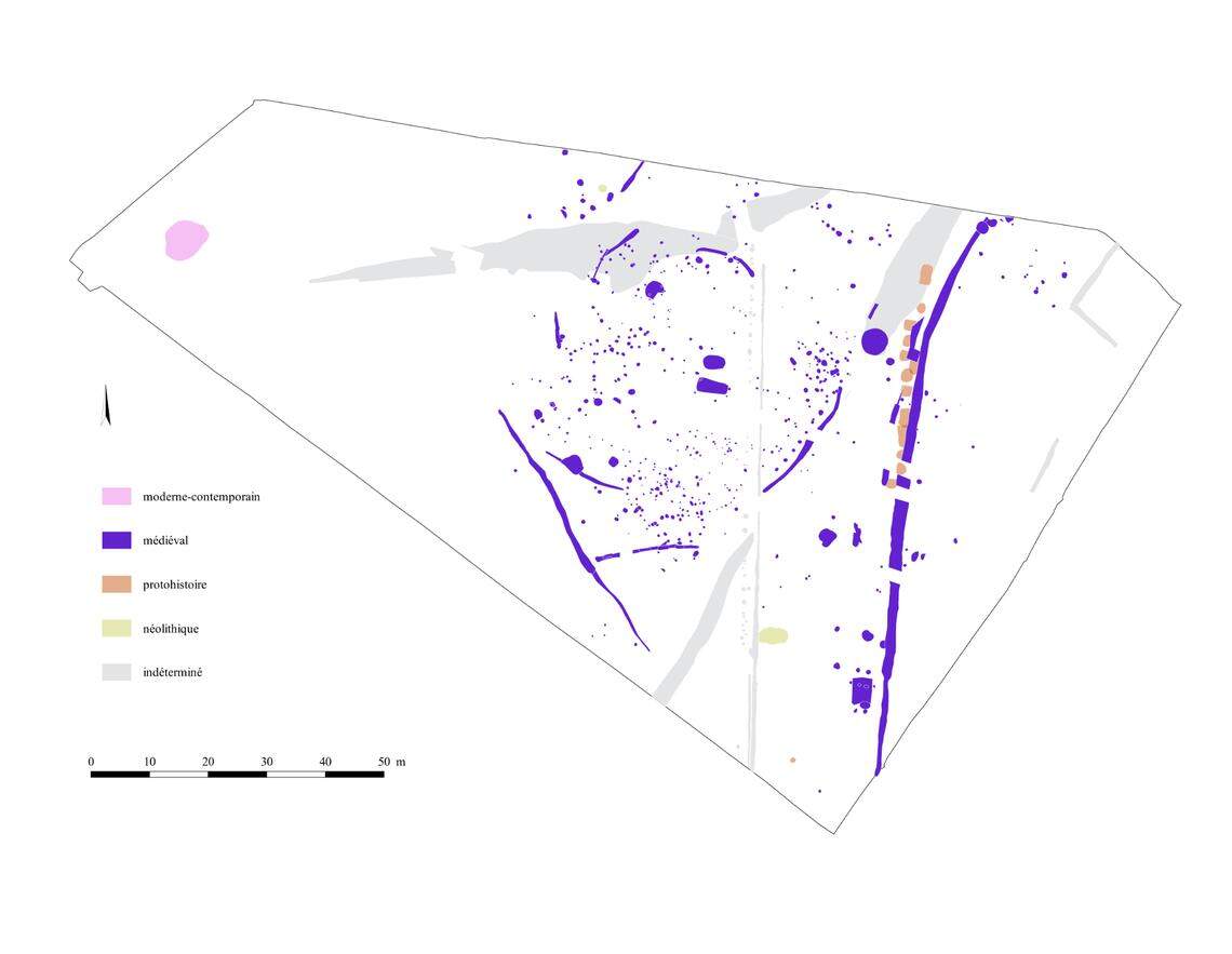 A map of the site shows the location of different artifacts in differing colors for the era they originate.