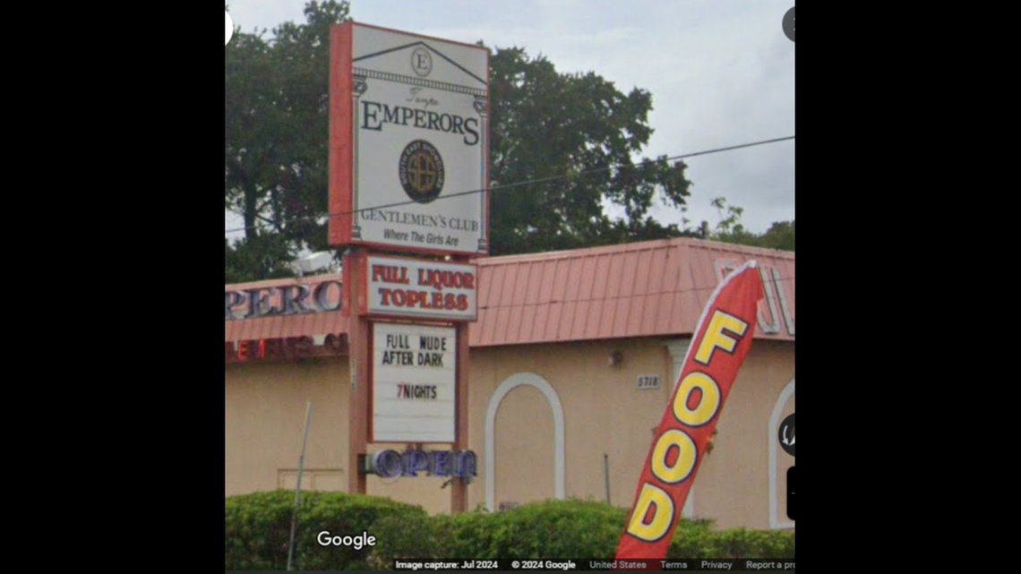The crash was reported around 4:19 a.m. on Tuesday, Aug. 13, at the Emperor’s Gentlemen’s Club, which bills itself as “Tampa’s Premier Adult Nightclub.”