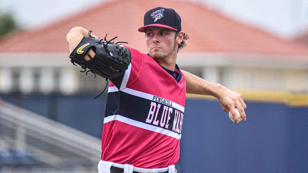 Miami Marlins left-handed pitcher prospect Jake Eder against the Mississippi Braves on Sunday, June 6, 2021, in Pensacola, Florida.
