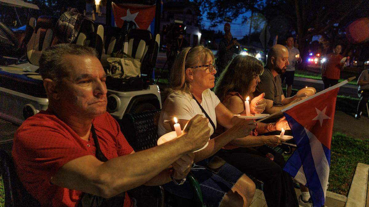 Jorge Vega and Caridad Gonzalez were among a group of Miami Springs residents that held vigil for Cuba after the  announcement of a federal indictment against Raúl Castro for the shoot-down of two Brothers to the Rescue planes in 1996, during an event to honor the victims of that tragic event, celebrated at the iconic Freedom Tower, in Miami, on Wednesday, May 20, 2026.