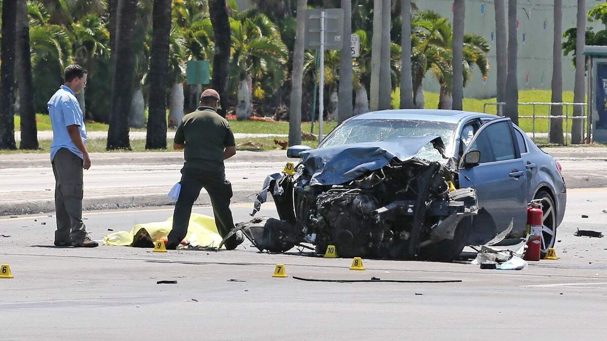 The aftermath of an automobile accident on Northwest 36th Street and 56th Avenue near Miami Springs, May 27, 2019.