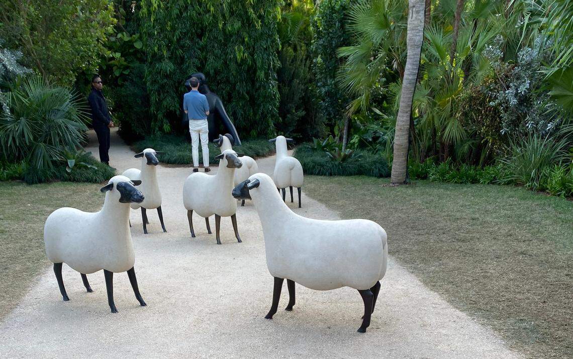 In the Raleigh Garden: sheep and other creatures by Lalanne. 