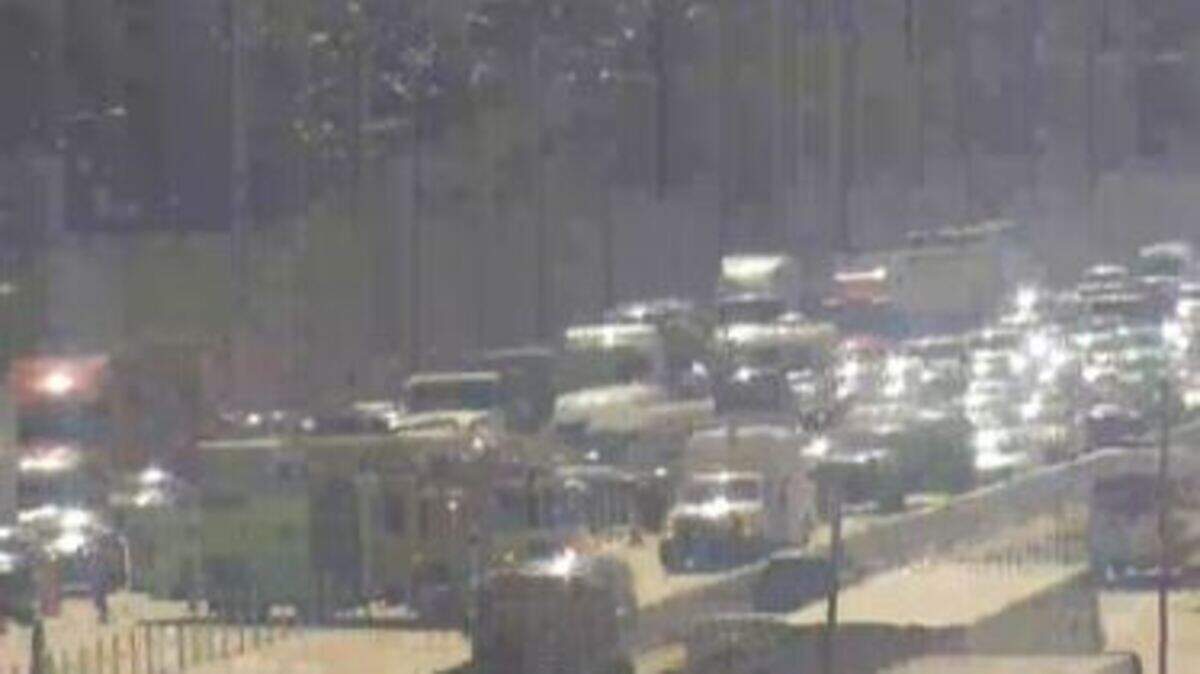 A Florida Department of Transportation camera shows traffic at a standstill Thursday, Feb. 13, 2025, in the northbound lanes of Interstate-95 near NW 151st Street.