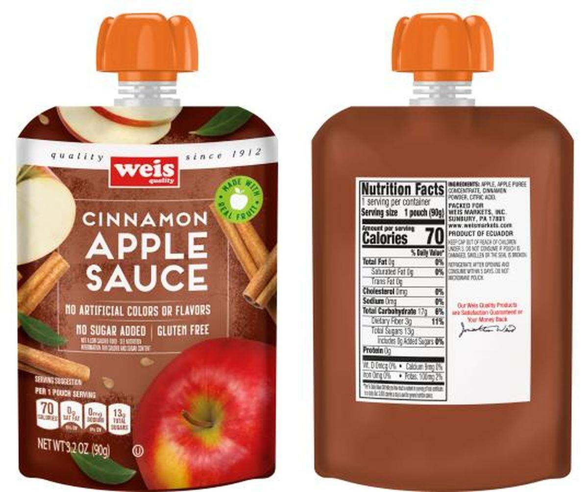 The recalled Weis Cinnamon Applesauce
