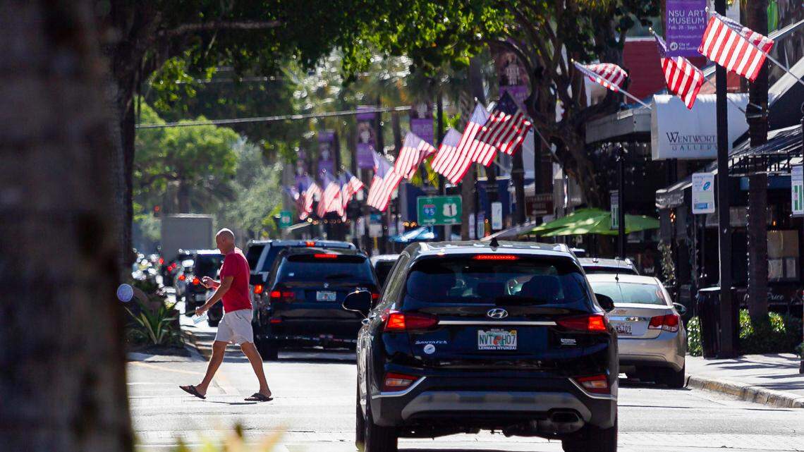 Broward County’s taxable property value jumped 10.6% overall, to about $244 billion last year. Above: People make their way down East Las Olas Boulevard in Fort Lauderdale, Florida, on Monday, April 26, 2021.