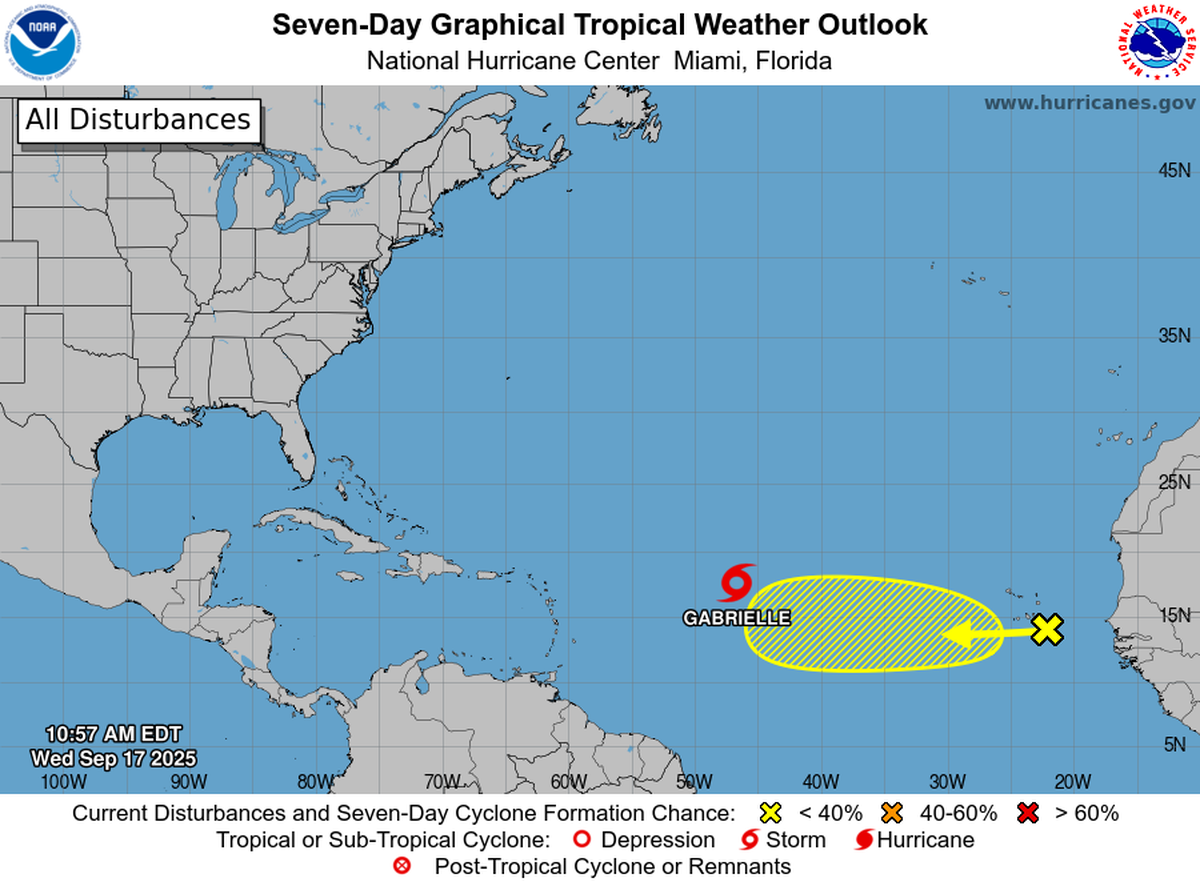 The hurricane center is also tracking a tropical wave in the eastern Atlantic.