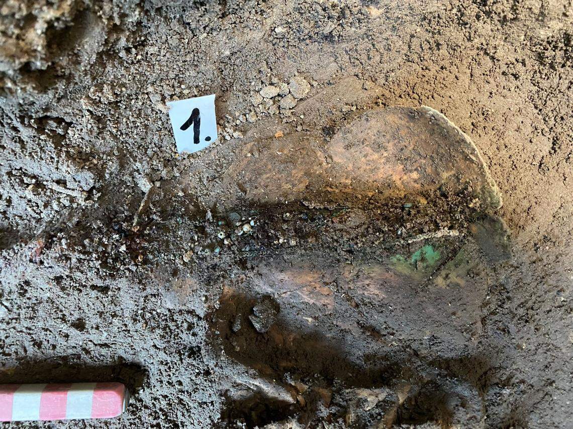 The baby’s burial was only about 2 feet underground, the museum said.