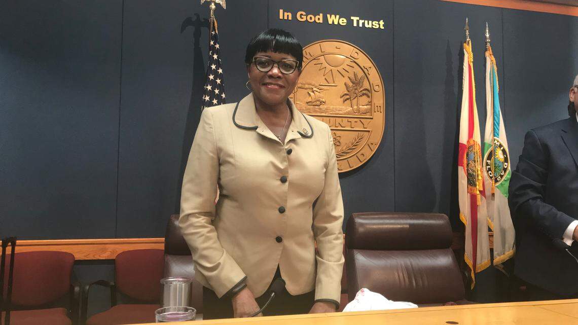 Commissioner Audrey Edmonson after being elected to serve as chairwoman of the Miami-Dade County Commission in 2019 and 2020. She was unanimously elected by the 13-member County Commission on Tuesday, Dec. 4, 2018.