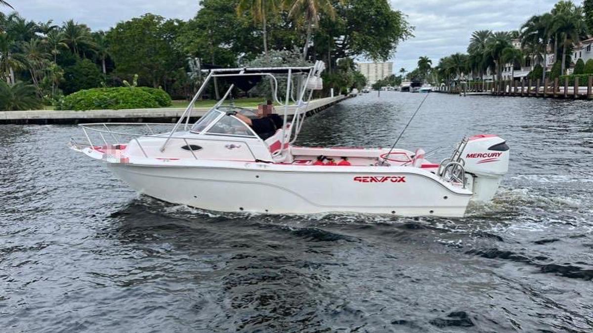The U.S. Border Patrol says this Sea Ray cabin cruiser brought 18 migrants to Pompano Beach Tuesday, Nov. 19, 2024.