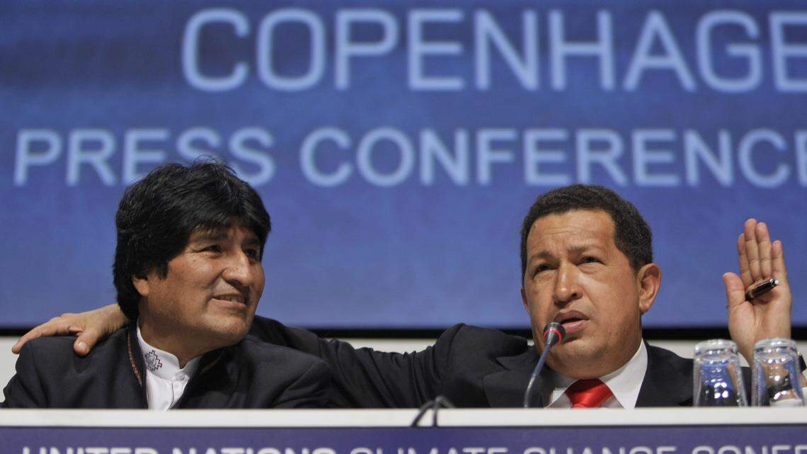 Bolivian President Evo Morales, left, is following in the late Hugo Chávez’s footsteps.