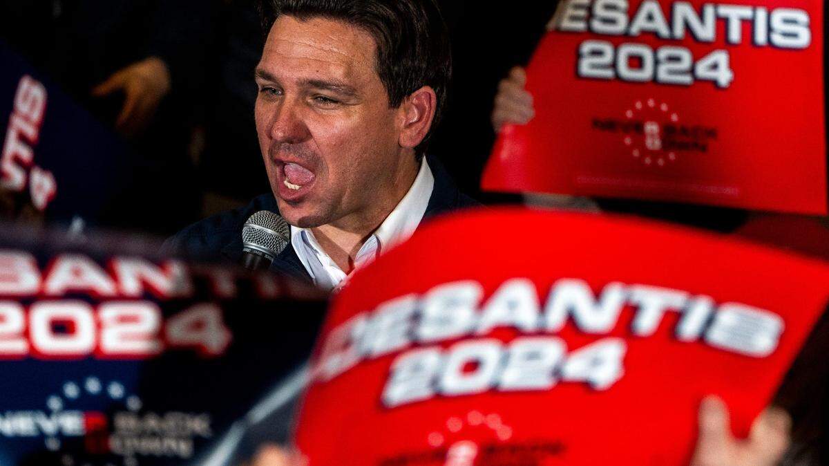 Florida Gov. Ron DeSantis during a campaign stop on Jan. 14 in Ankeny, Iowa.