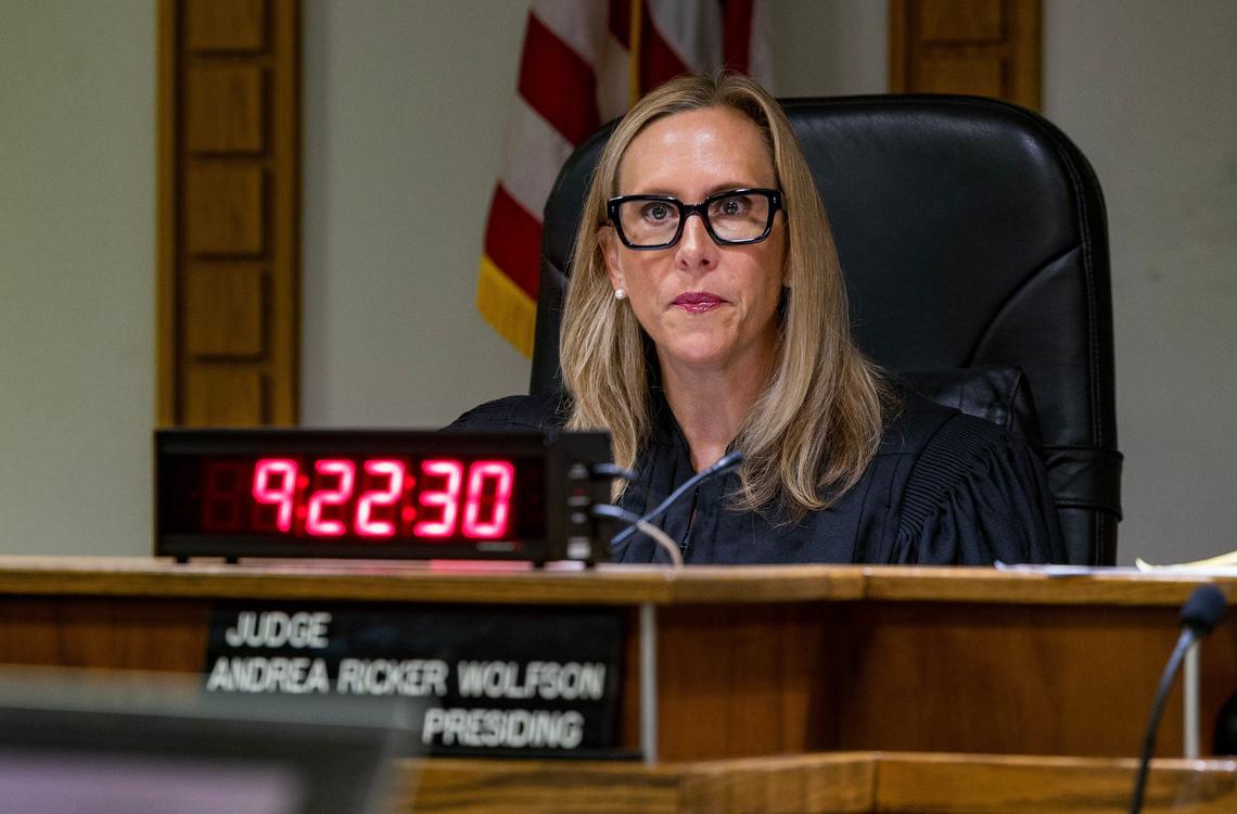 Judge Andrea Ricker Wolfson presides during a Zoom hearing at the Richard E. Gerstein Justice Building in Miami on Tuesday Sept. 10, 2024. Prosecutors told Judge Wolfson that the Miami-Dade State Attorney’s Office is reviewing whether to waive the death penalty for Corey Smith, who killed four people in Miami in the 1990s.  