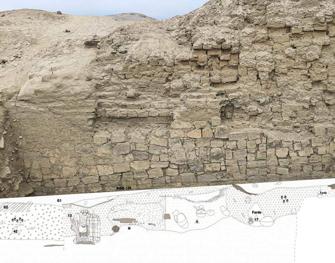 Archaeologists targeted their exploration to beneath a crumbled wall because they believed the bricks would have prevented grave robbing.