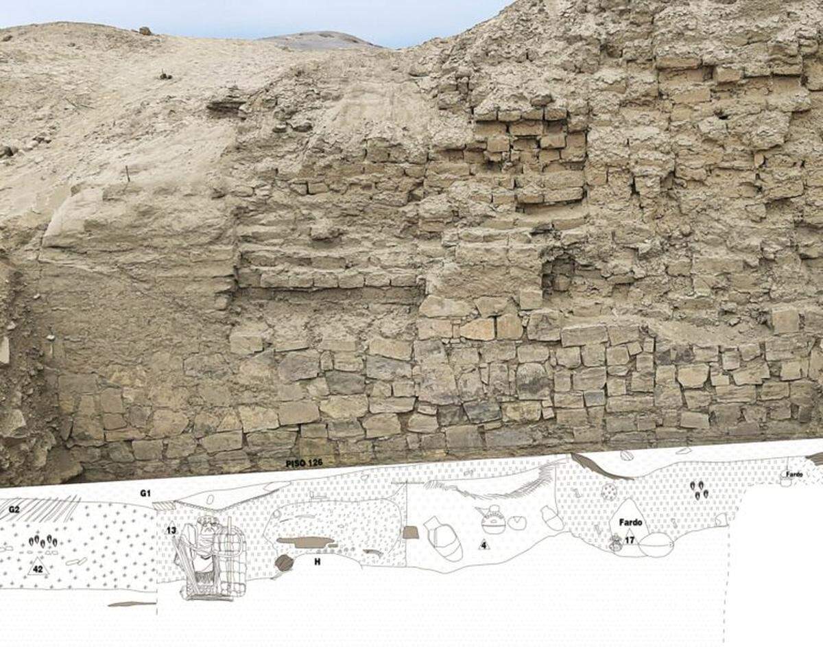 Archaeologists targeted their exploration to beneath a crumbled wall because they believed the bricks would have prevented grave robbing.