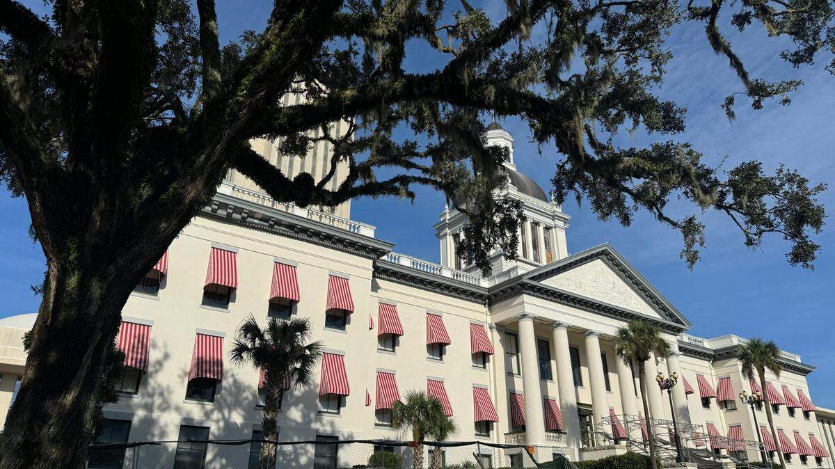 Even the canopy outside the historic Florida Capitol was unharmed by Hurricane Helene on Friday morning following the storm.