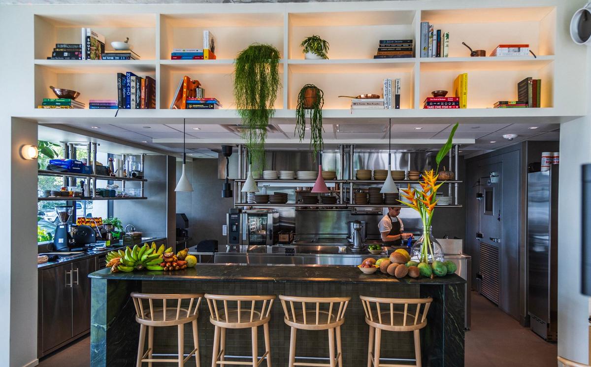 The counter and open kitchen at Recoveco in South Miami. The restaurant hopes to introduce a four-seat chef’s counter in the near future.