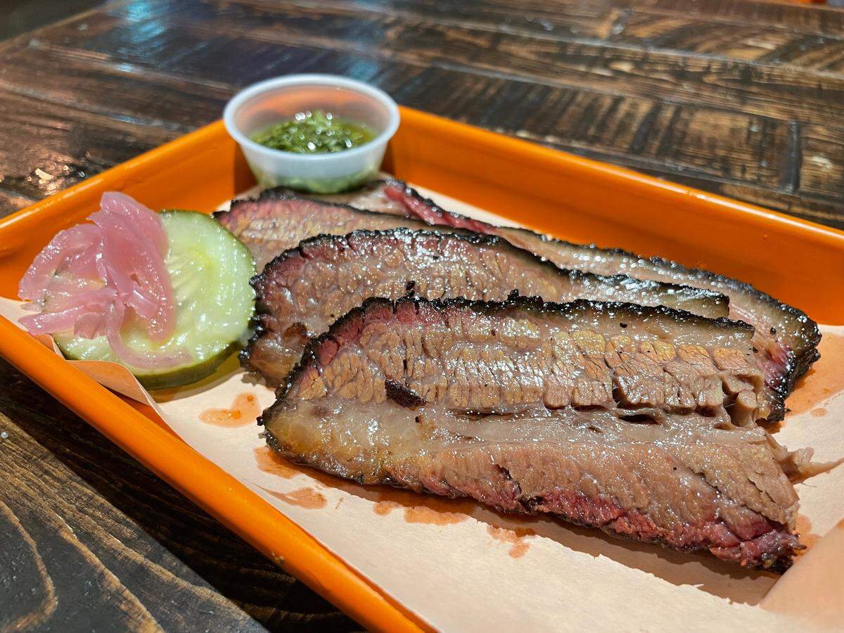 The cafecito-rubbed brisket at Smoke & Dough in west Kendall