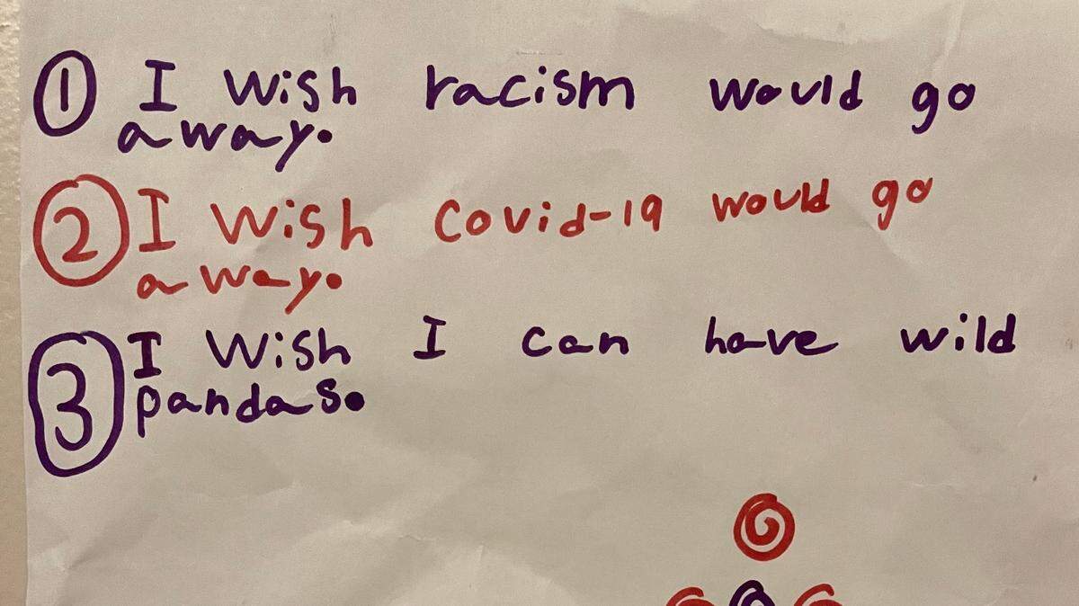 Monica Richardson’s daughter’s list of three wishes, which the Miami Herald’s executive editor has hanging on her wall.