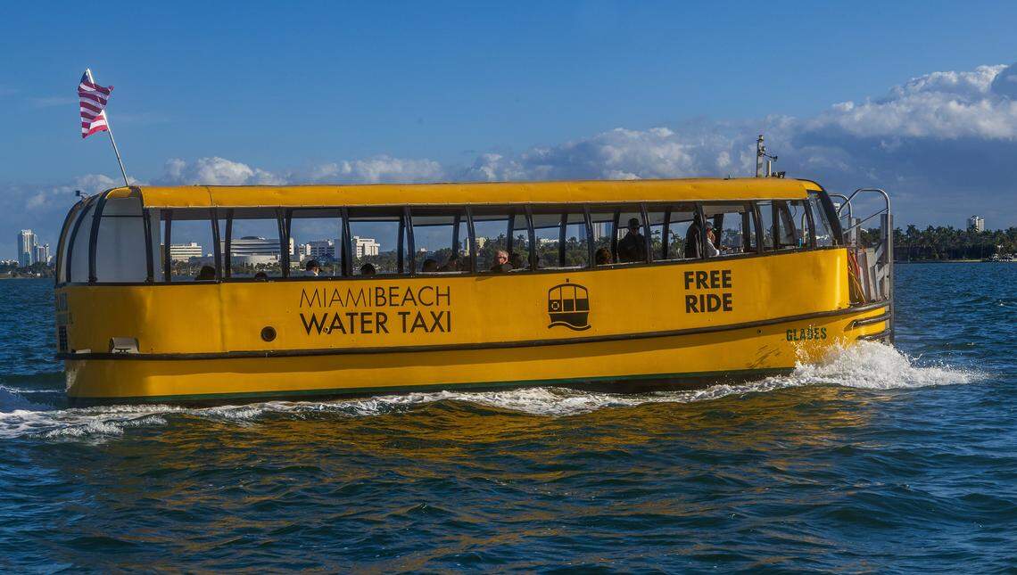Guests sailed back to Miami Beach on the Glades boat as part of the launching ceremony of a new free water taxi service between the Maurice Gibb Memorial Park in Miami Beach and the Venetian Marina and Yacht Club at North Bayshore Drive on the Miami side of Biscayne Bay, on Tuesday, January 20, 2026.