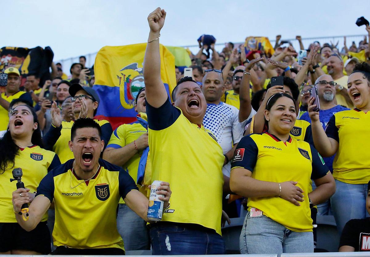 Ecuador team fans express their support for the team during international friendly soccer game against Cape Verde 0n Saturday, June 11, 2022 at DRV PNK Stadium in Fort Lauderdale. Andrew Uloza / for THE MIAMI HERALD