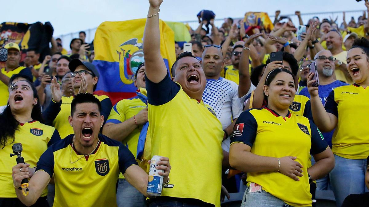 Ecuador team fans express their support for the team during international friendly soccer game against Cape Verde 0n Saturday, June 11, 2022 at DRV PNK Stadium in Fort Lauderdale. Andrew Uloza / for THE MIAMI HERALD