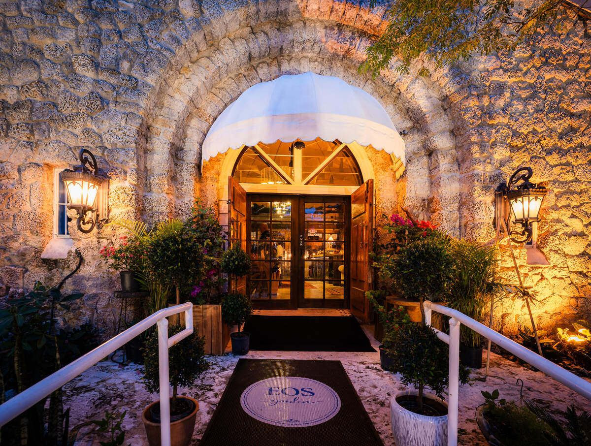 The entrance to Eos Garden is made of coral rock.