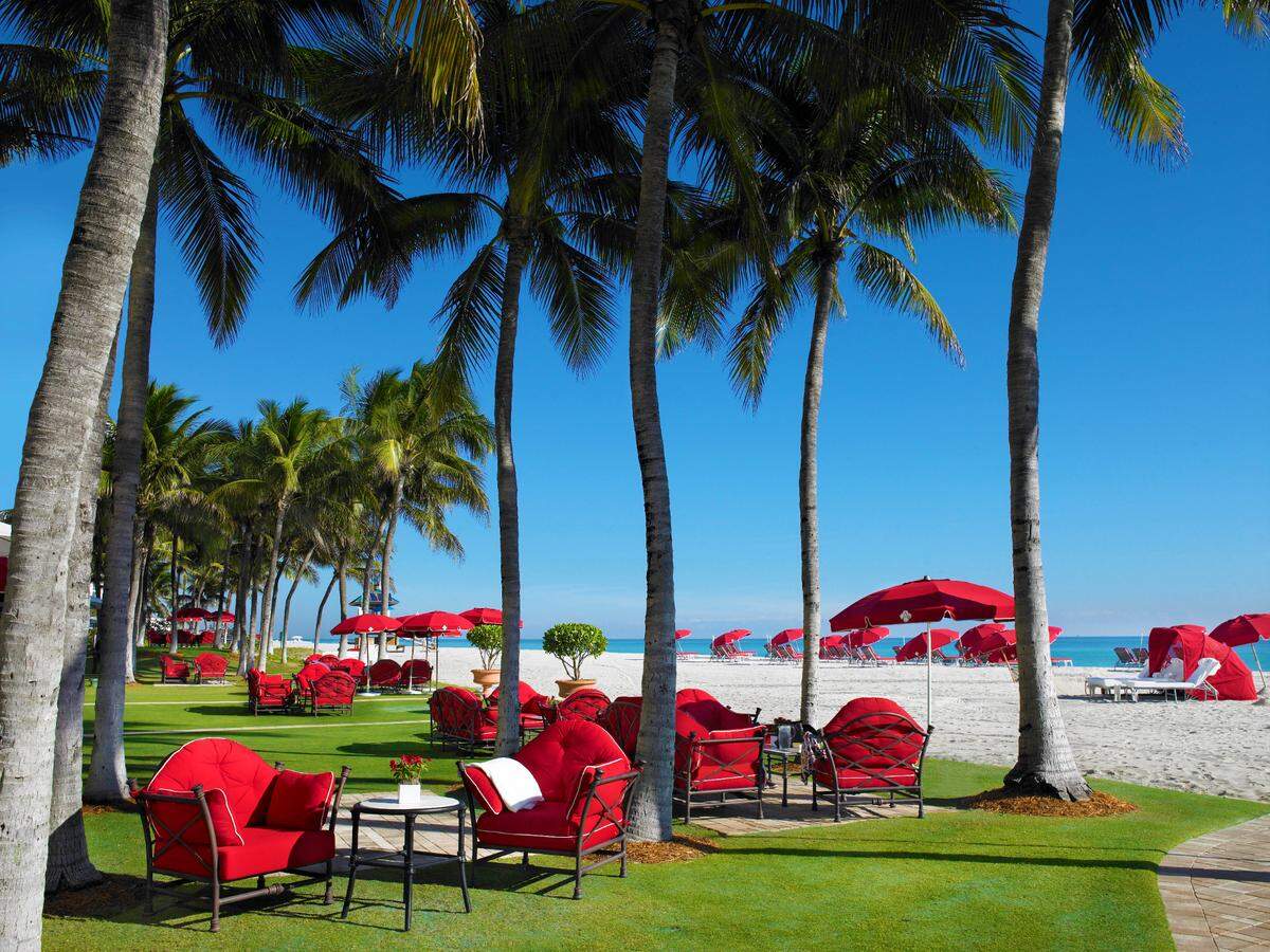The oceanfront “front lawn” at Acqualina Resort in Sunny Isles Beach.
