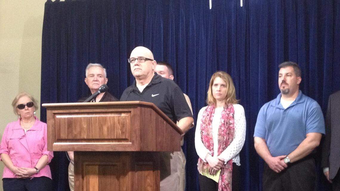 Victims of the USS Cole attacks speak to the media at the U.S. Navy base at Guantanamo on Feb. 5, 2013.