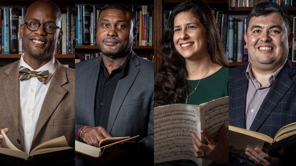 The four finalists for Miami-Dade’s public schools Francisco R. Walker Teacher of the Year 2026: (left to right) Shannon Grant, Leroy Douglas, Vivian Ventura, and Daniel Vinat.