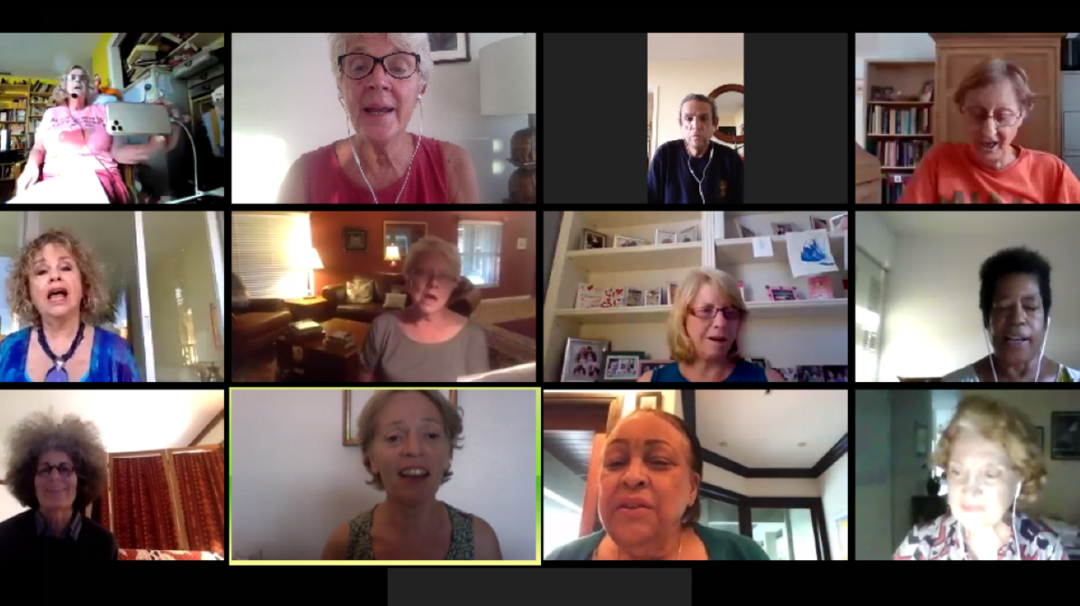 Members of the Sylvester Cancer Center Survivorship Choir practice via a Zoom session.