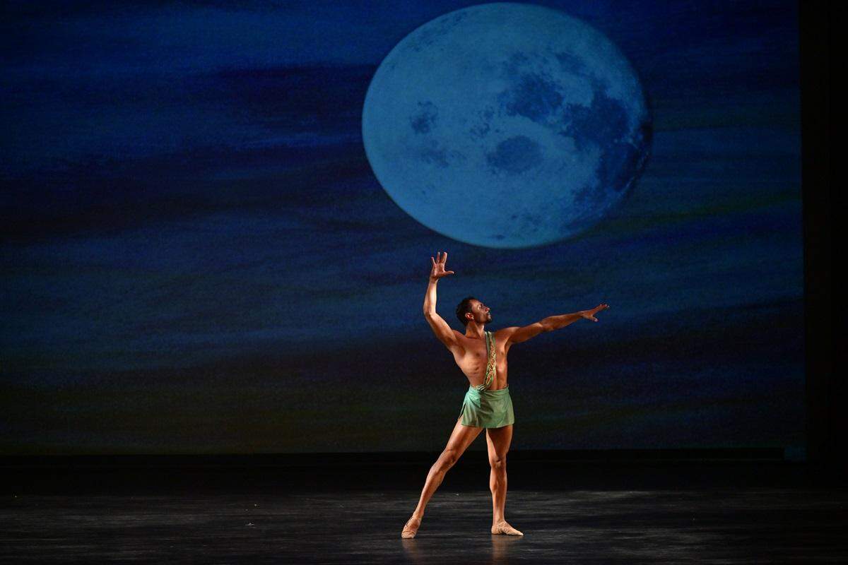 Dancer Kaique Israel Barbosa of the Sanctuary of the Arts Choreographic Ensemble solos in “Narcissus” by Cuban Classical Ballet of Miami (CCBM) choreographer and artistic director, Eriberto Jiménez.