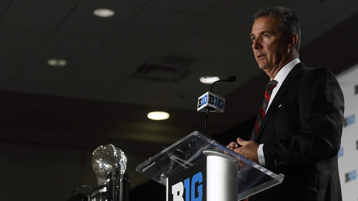 Ohio State head coach Urban Meyer speaks at the Big Ten Conference NCAA college football Media Days in Chicago, Tuesday, July 24, 2018.