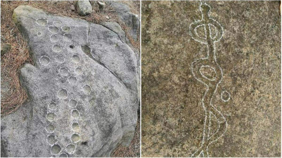 Archaeologists found several cryptically designed petroglyphs from over 6,000 years ago on hills in Nanyang, Henan province, photos show.