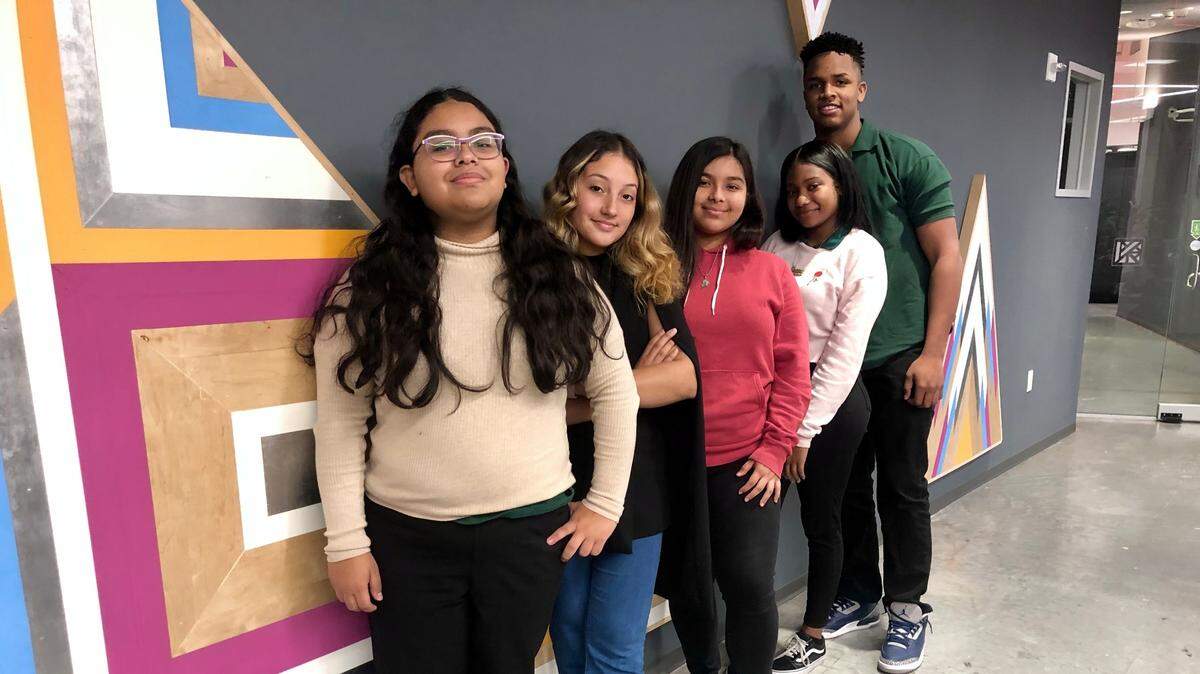 The Allapattah Fellows, five teens from the area, are working to promote public safety and reduce crime in their neighborhoods. The fellows are, from left, Geymi Alonzo, Chelsea Hercules, Natalie Santana, Kristal Reyes and Carlos Valdez.