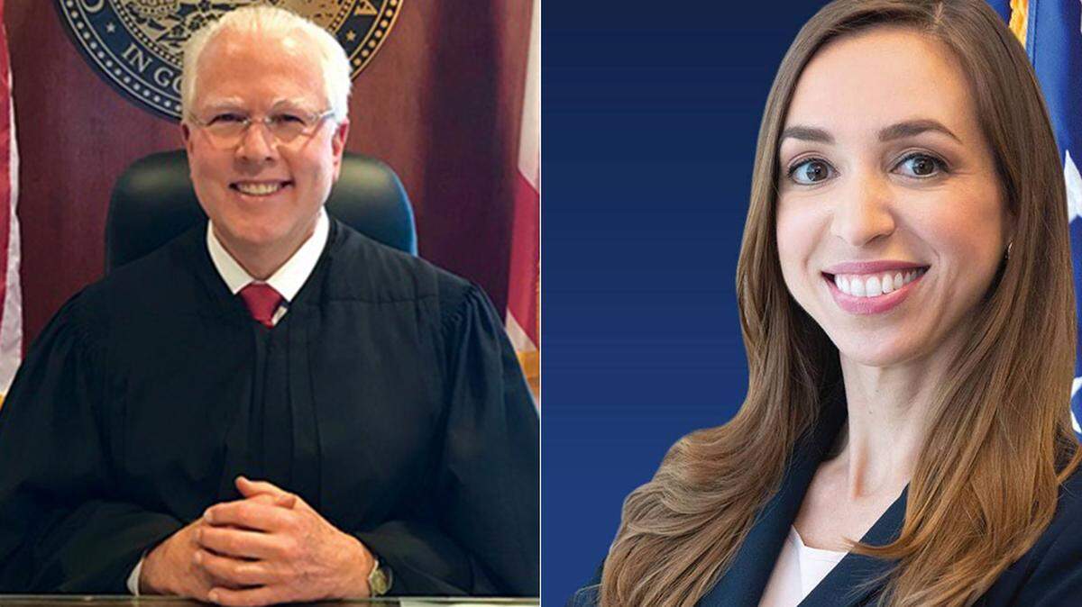 Miami-Dade Circuit Judge David Miller, left, faced off in Tuesday’s election against challenger Elisabeth Espinosa.