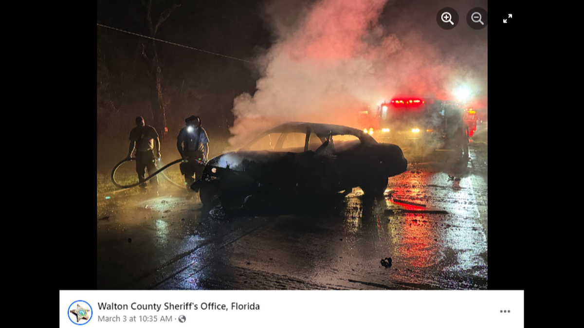 A couple returning home after celebrating their wedding anniversary saw the aftermath of a head-on collision, then jumped into action to save the drivers as a fire erupted, a Florida sheriff’s office said.