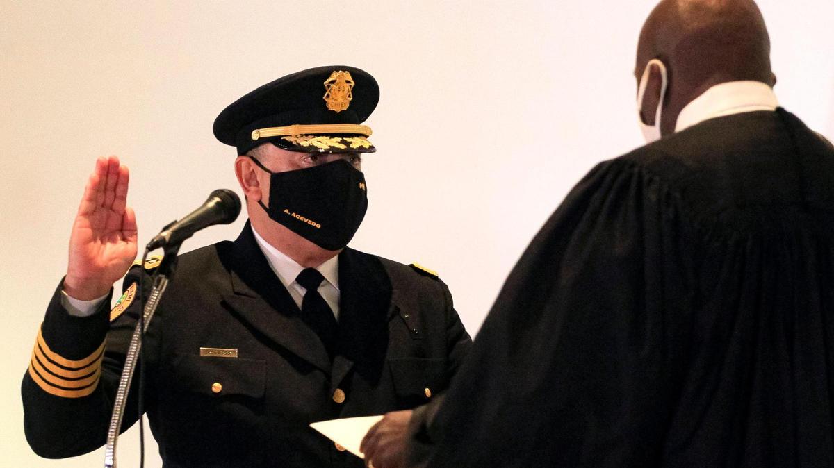Back in April, Miami Police Chief Art Acevedo wore his mask during his swearing-in ceremony. Acevedo is the city’s 42nd chief.
