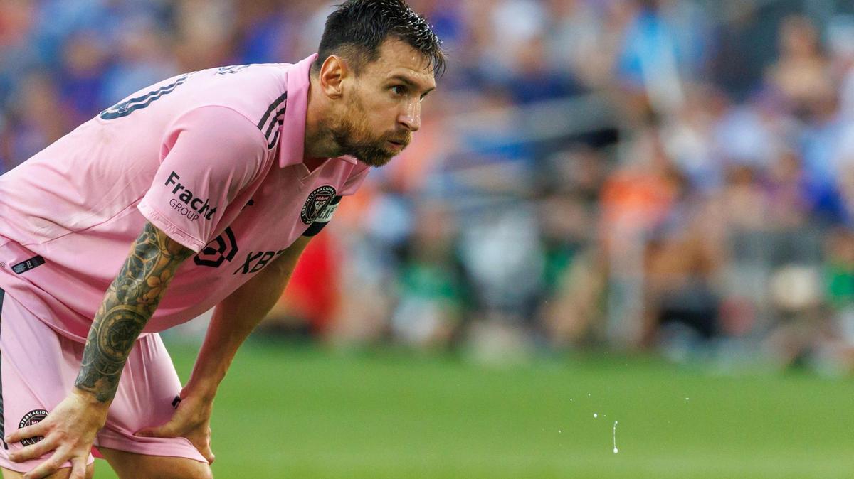 Inter Miami forward Lionel Messi (10) looks on during the first half of their U.S. Open Cup semifinal against FC Cincinnati at TQL Stadium on Wednesday, Aug. 23, 2023, in Cincinnati, Ohio.