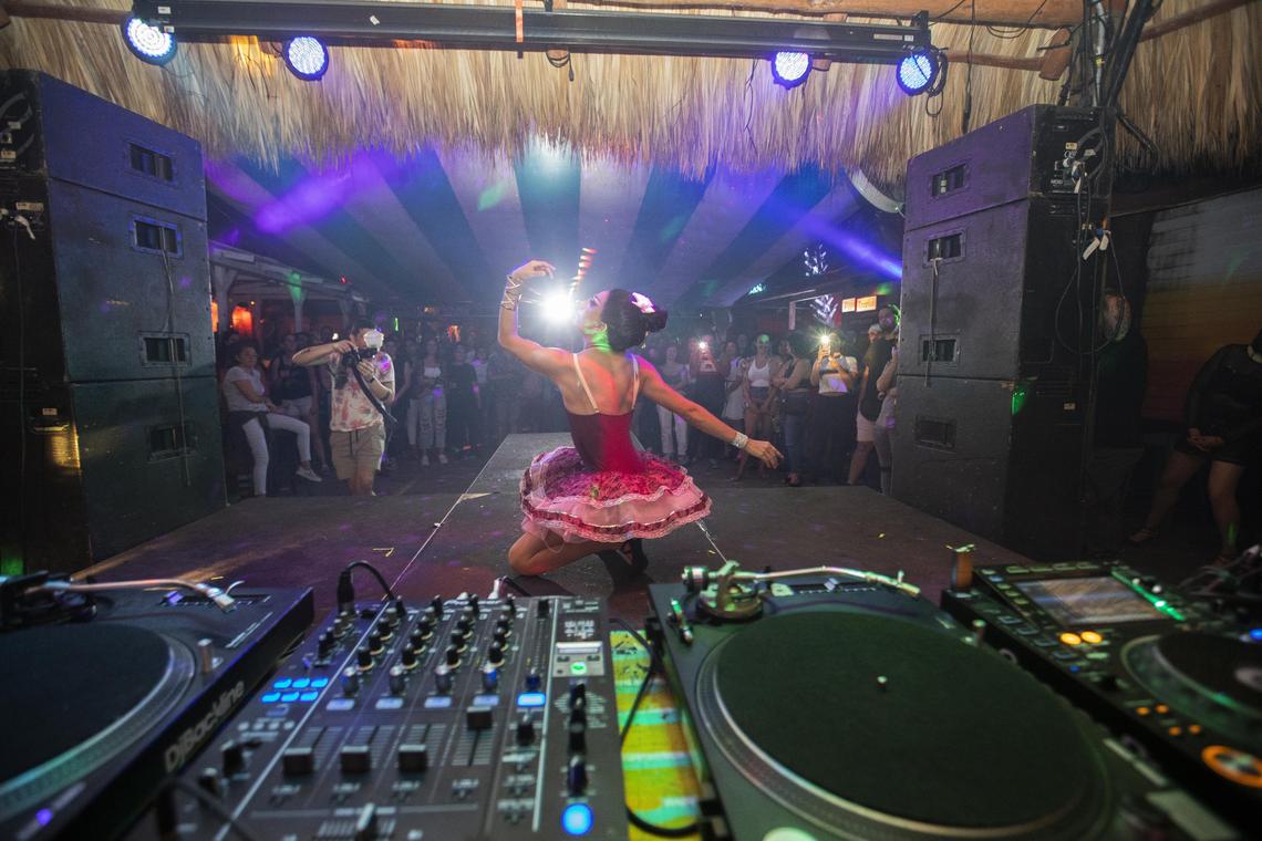 Viola Putx performs during a drag show at Gramps in Wynwood earlier this month.
