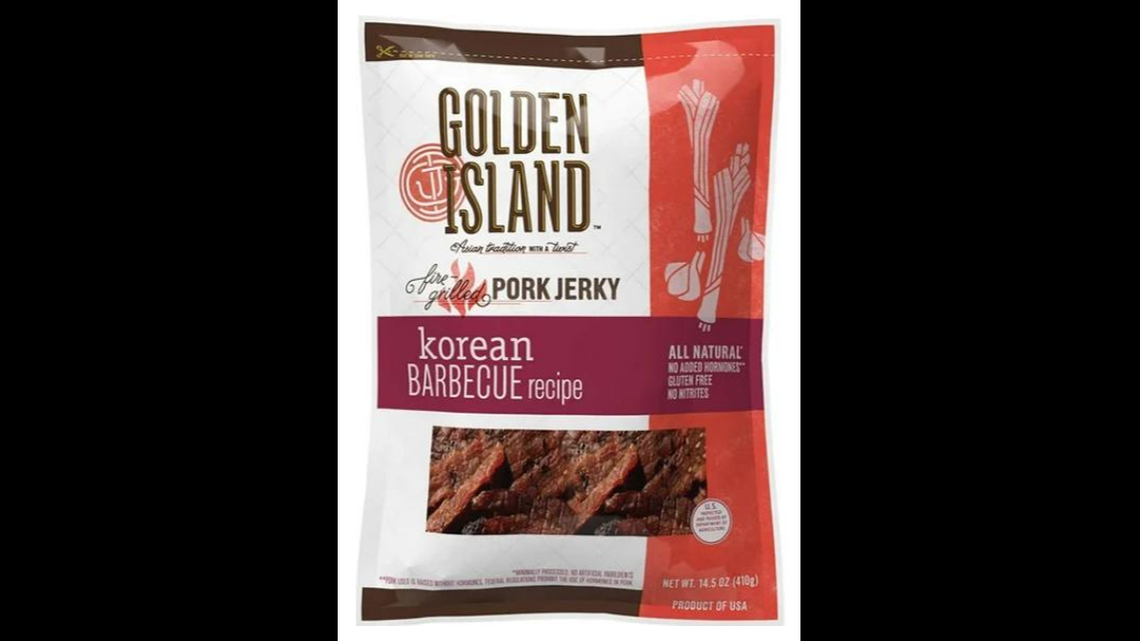 Golden Island Korean BBQ Pork Jerky in 14.5-ounce packs.