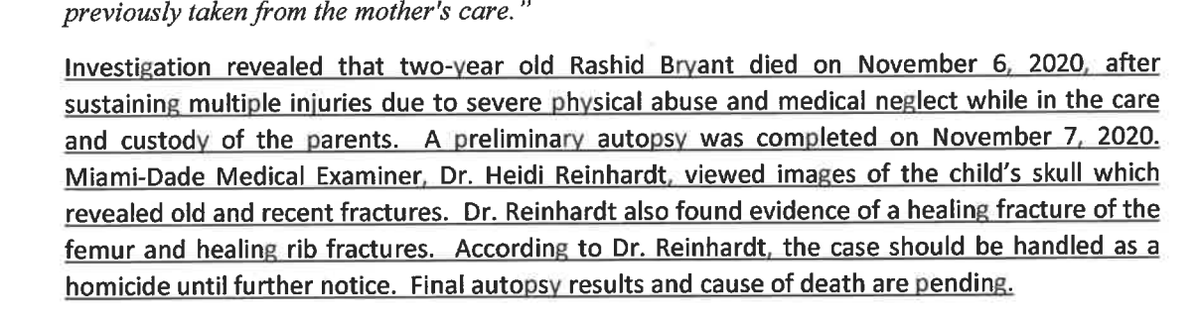 A document filed by the Department of Children and Families in December 2020 refers to the abuse endured by Rashid Bryant. For more than a year, DCF would deny they had determined his death was a result of abuse or neglect. 