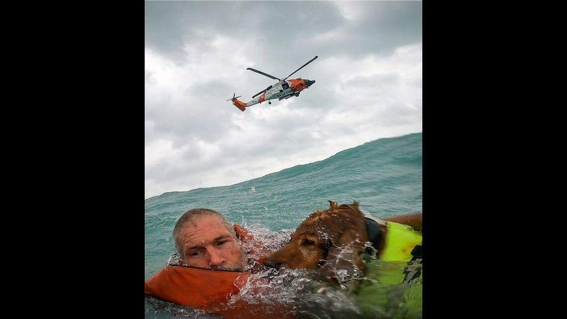 A mariner and his dog were rescued from a sailboat as it sank off southwest Florida in the wake of passing Hurricane Helene, the U.S. Coast Guard reports.