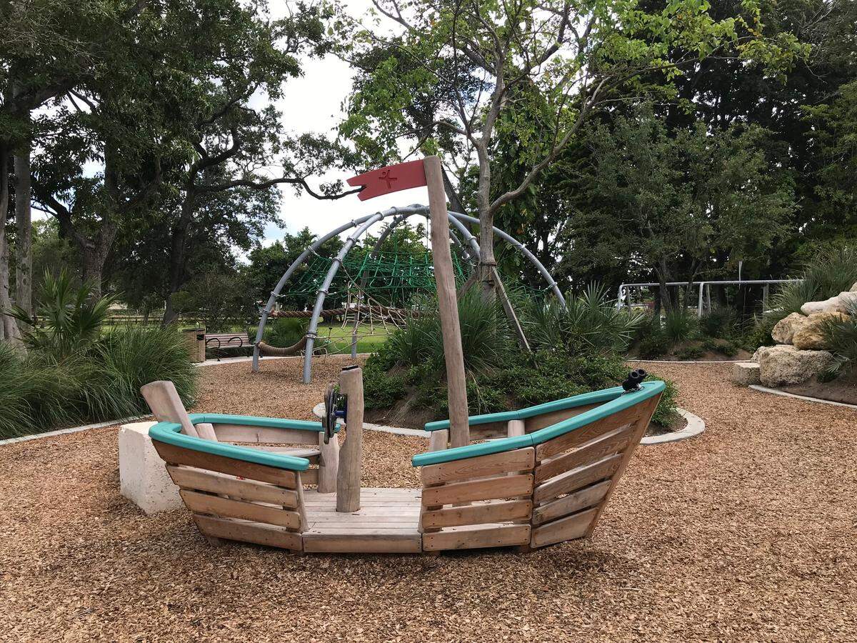 A new 10,800-square-foot playground is ready for climbing and sliding at Biscayne Shores and Gardens Park at 11525 NE 14 Ave.
